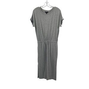 Banana Republic Gray Elastic Waist Midi Shift Dress Short Sleeve Size Medium
